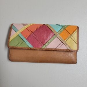 Fossil NWT Popstitch Patchwork Leather Wallet.